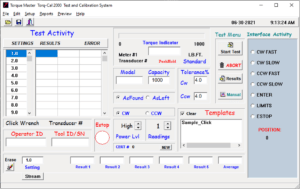 torqcal 2000 calibration software clickdial screen